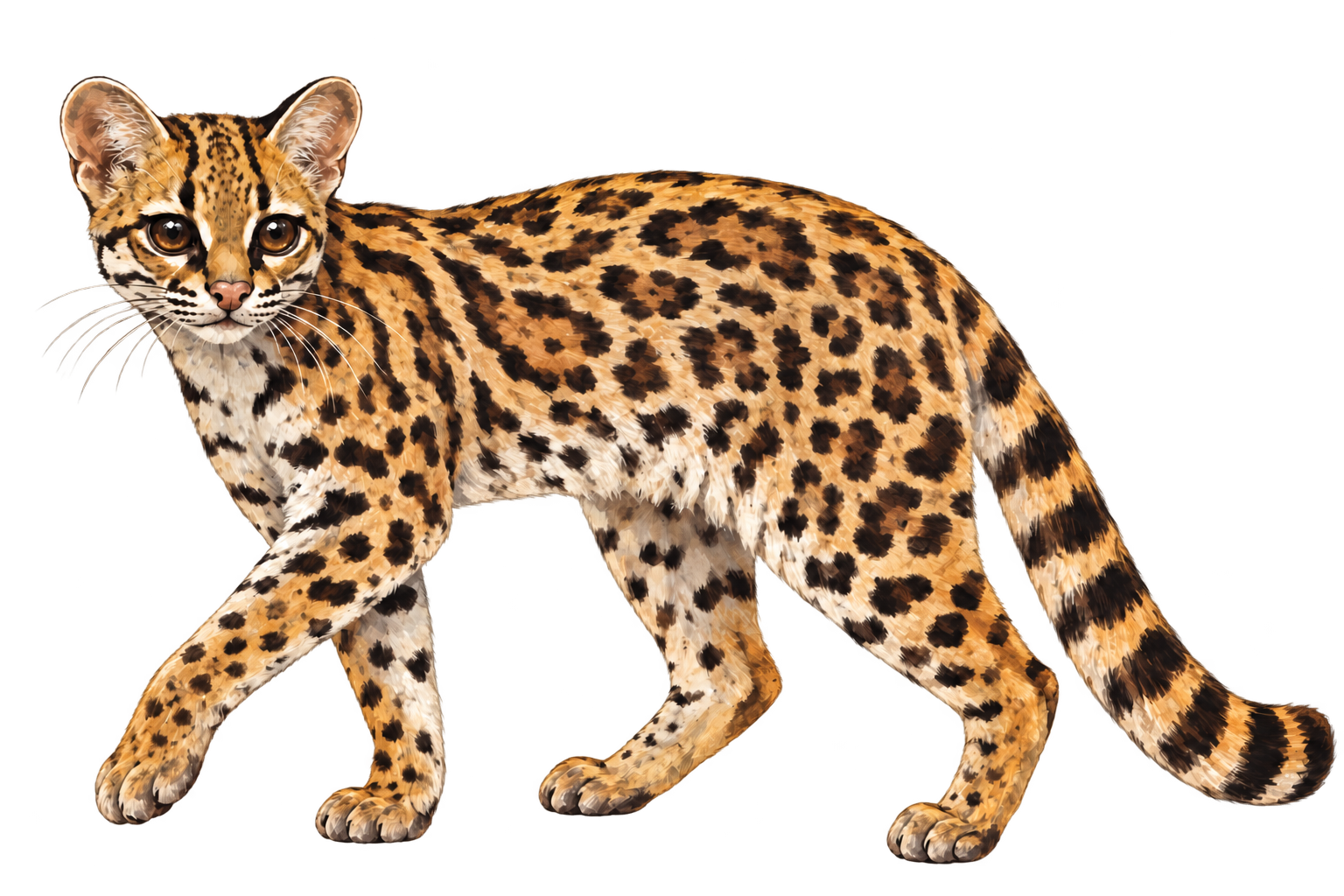 Modern illustration of a Margay standing in profile