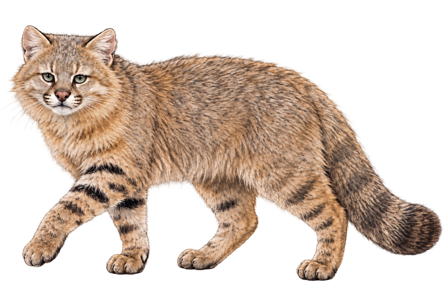 Modern illustration of a Pampas cat standing in profile